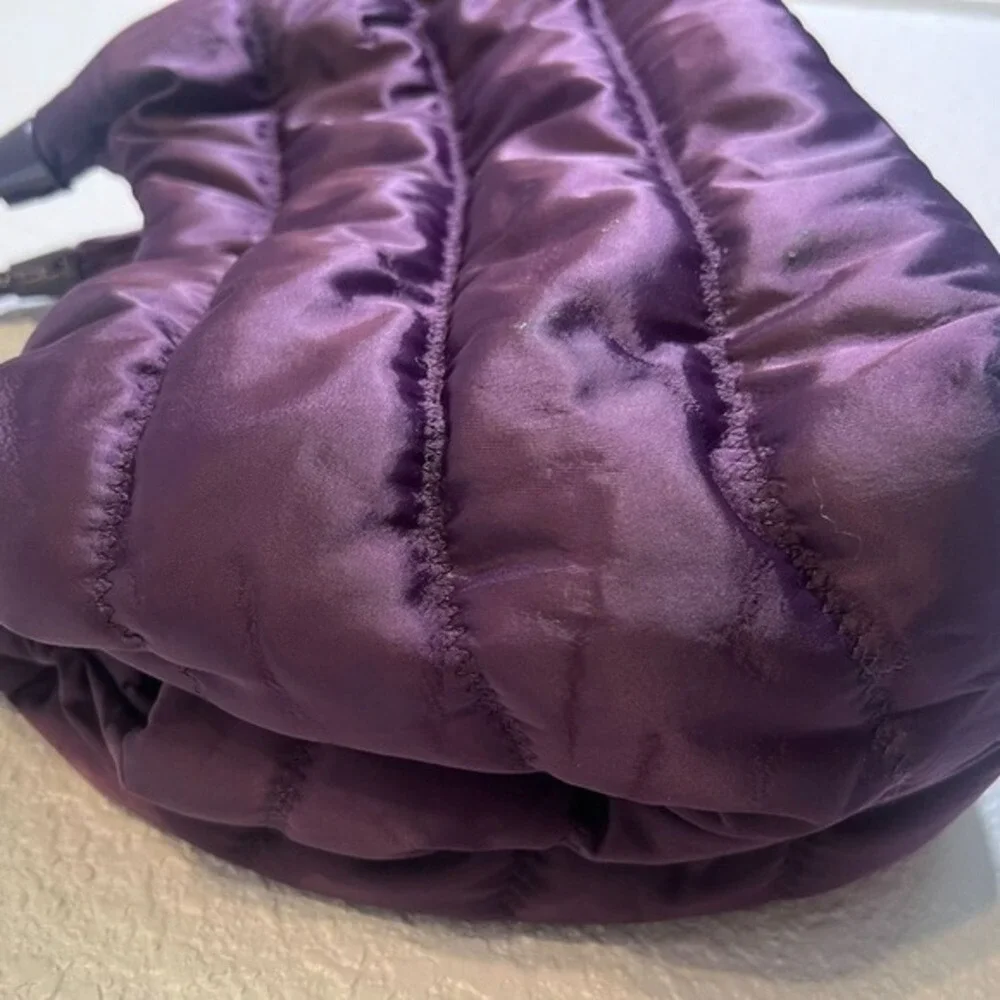 Kate Spade NY Purse Shoulder Bag Purple Quilted Nylon Puffer Patent Handles‎